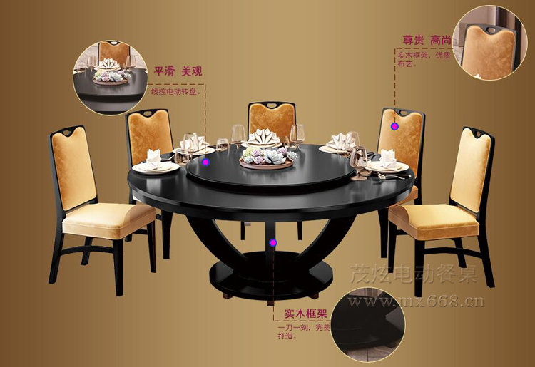 新中式电动餐桌细节图片